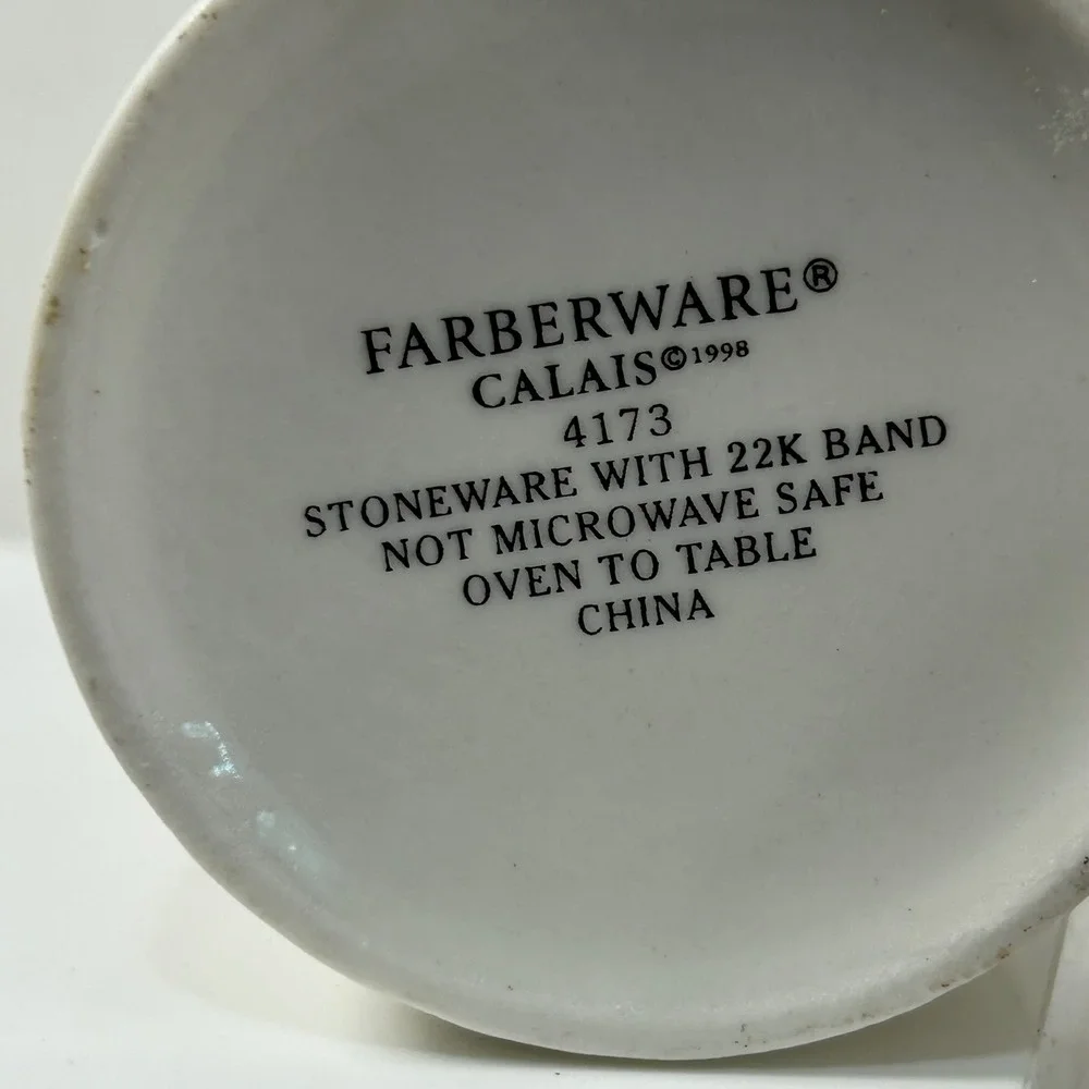 Farberware Calais Creamer & Sugar Bowl Set Stoneware 22K Gold Band‎ 38